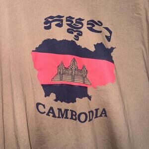 Cambodia Graphic Print Brown T-Shirt XL